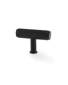 Meubelknop Knurled 'Crispin' T-vorm - Mat zwart - 55mm