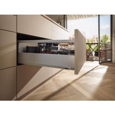 Blum Merivobox lade met reling - Hoogte E (209mm) - 270mm - 40kg - Indiumgrijs